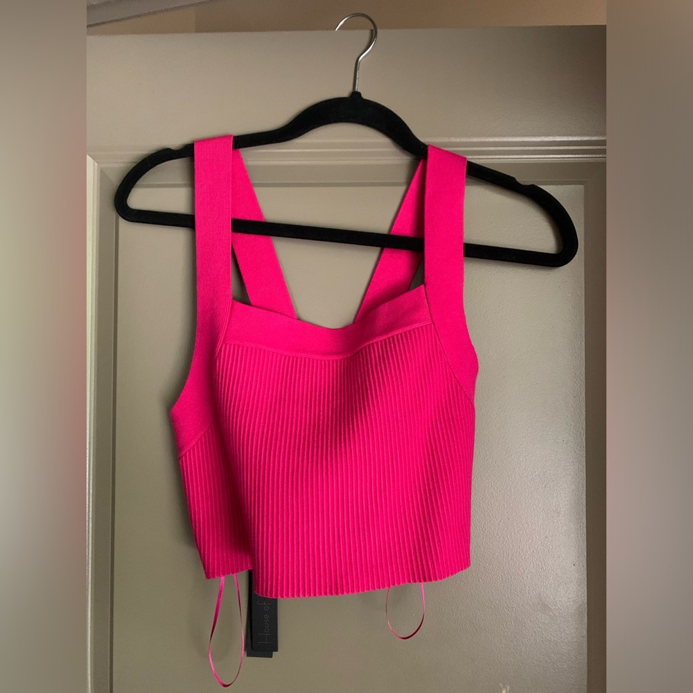House of Harlow 1960 Hot Pink Ribbed Tank Top